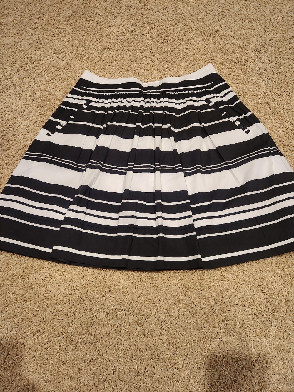 Banana Republic Black and White Striped Circle Mini Skirt, Size 4